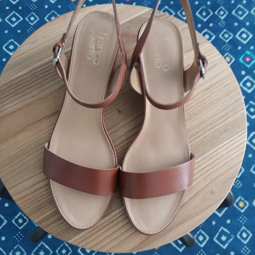 Franco Sarto Brown leather wedge sandals